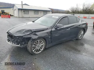 2020 Infiniti Q50 3.0t SPORT with VIN JN1EV7AR9LM252987, listed as a Copart auction lot 51966565 with 55,116 mi miles and Salvage Title. Bid and sale history available at carsss.com. Image 1.