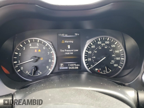 2018 Infiniti Q50 Luxe with VIN JN1EV7AP7JM350153, listed as a Copart auction lot 49594995 with 114,375 mi miles and Salvage title. Bid and sale history available at DreamBid. Image 9.
