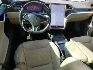 2015 Tesla Model S 85D with VIN 5YJSA1E48FF118749, listed as a Copart auction lot 54516035 with 115,380 mi miles and Salvage Title. Bid and sale history available at carsss.com. Image 8.