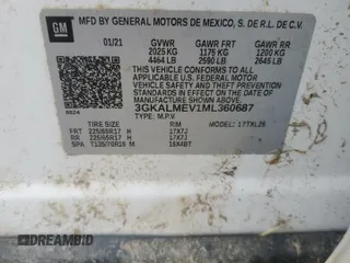 2021 GMC Terrain SLE с VIN 3GKALMEV1ML360687, выставлен на аукционе Copart как лот 58165425 с пробегом Не указан миль и Списание • Salvage title. История ставок и продаж доступна на DreamBid. Изображение 12.
