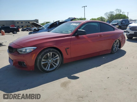 2015 BMW 4 Series 435i xDrive with VIN WBA3R5C51FK372318, listed as a Copart auction lot 52177785 with 74,961 mi miles and Salvage title. Bid and sale history available at DreamBid. Image 1.