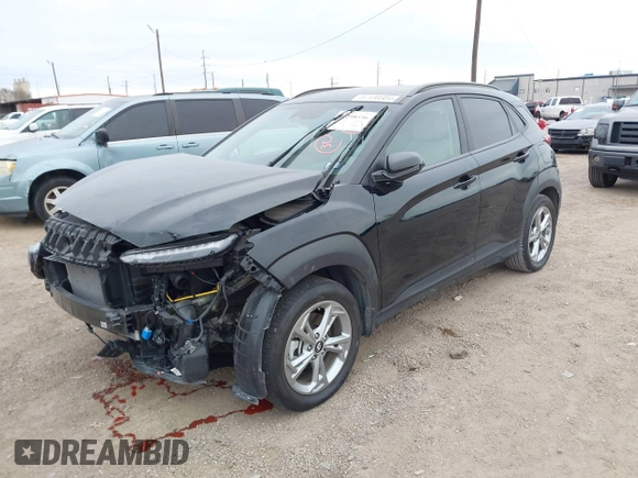 2023 Hyundai Kona SEL with VIN KM8K6CAB1PU045312, listed as a IAAI auction lot 41298596 with 7,767 mi miles. Bid and sale history available at carsss.com. Image 2.