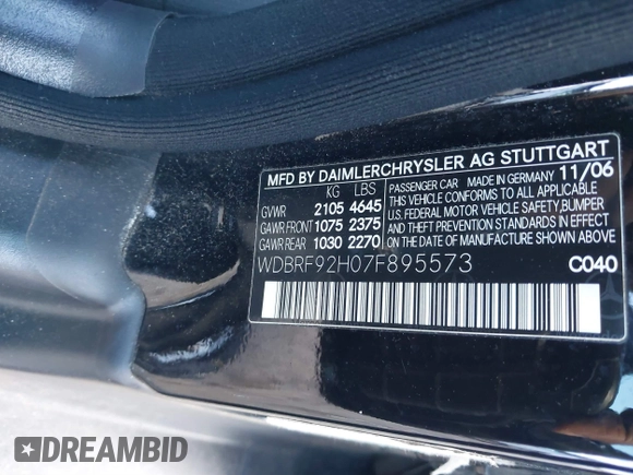 2007 Mercedes-Benz C 280 Luxury z VIN WDBRF92H07F895573, wystawiony jako IAAI lot #41342955 z przebiegiem 77 221 mil mil oraz . Historia ofert i sprzedaży dostępna na DreamBid. Obrazek 9.