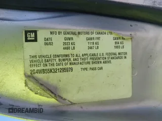 2002 Buick Regal LS с VIN 2G4WB55K321295979, выставлен на аукционе IAAI как лот 42371910 с пробегом 159 427 миль миль и . История ставок и продаж доступна на DreamBid. Изображение 9.