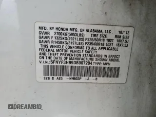 2013 Honda Pilot Touring with VIN 5FNYF3H99DB007204, listed as a Copart auction lot 56891095 with 151,709 mi miles and Salvage title. Bid and sale history available at DreamBid. Image 13.