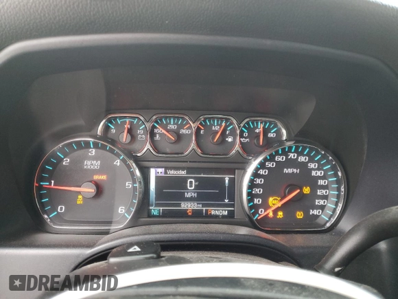 2015 Chevrolet Silverado 1500 LT with VIN 1GCVKREC0FZ405559, listed as a Copart auction lot 44819025 with 92,933 mi miles and Salvage Title. Bid and sale history available at carsss.com. Image 9.