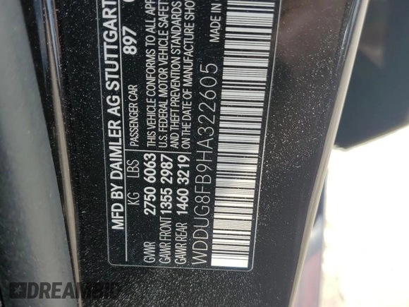 2017 Mercedes-Benz S 550 with VIN WDDUG8FB9HA322605, listed as a Copart auction lot 50385435 with 72,715 mi miles and Salvage Title. Bid and sale history available at carsss.com. Image 12.