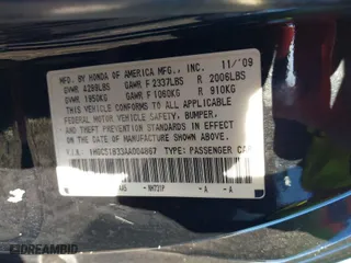 2010 Honda Accord Cpe LX-S with VIN 1HGCS1B33AA004867, listed as a IAAI auction lot 41542053 with 177,593 mi miles. Bid and sale history available at carsss.com. Image 9.
