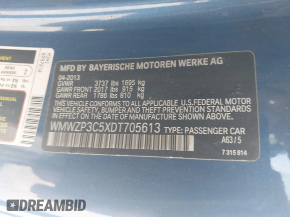 2013 MINI Convertible S with VIN WMWZP3C5XDT705613, listed as a IAAI auction lot 42392748 with 87,477 mi miles and . Bid and sale history available at DreamBid. Image 9.