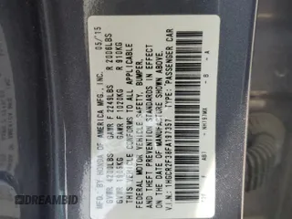 2015 Honda Accord LX with VIN 1HGCR2F38FA197357, listed as a Copart auction lot 54096215 with 289,796 mi miles and Salvage Title. Bid and sale history available at carsss.com. Image 12.