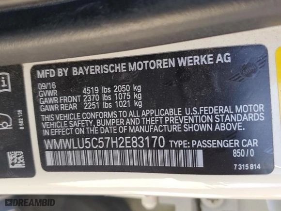 2017 MINI Clubman Cooper S with VIN WMWLU5C57H2E83170, listed as a Copart auction lot 74217694 with 47,305 mi miles and Salvage Title. Bid and sale history available at carsss.com. Image 12.