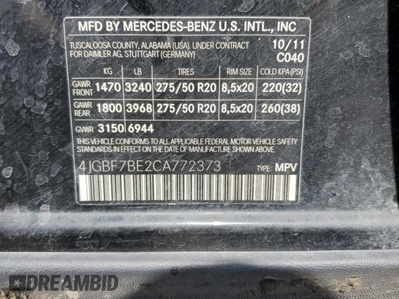 2012 Mercedes-Benz GL-Class GL 450 with VIN 4JGBF7BE2CA772373, listed as a Copart auction lot 64292954 with 157,333 mi miles and Clean Title. Bid and sale history available at carsss.com. Image 13.