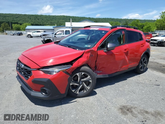 2024 Subaru Crosstrek Premium с VIN JF2GUADC4R8247552, выставлен на аукционе Copart как лот 59092285 с пробегом 23 578 миль миль и Списание • Salvage title. История ставок и продаж доступна на DreamBid. Изображение 1.