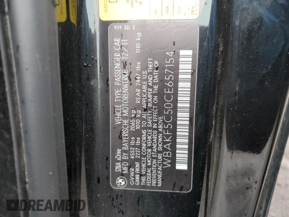 2012 BMW 3 Series 328i xDrive with VIN WBAKF5C50CE657154, listed as a Copart auction lot 46737335 with 0 mi miles and Clean Title. Bid and sale history available at carsss.com. Image 12.
