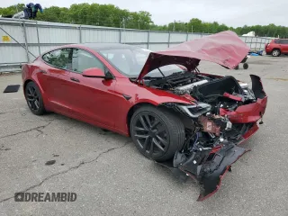 2024 Tesla Model S with VIN 5YJSA1E54RF542748, listed as a Copart auction lot 55210615 with Not provided miles and Salvage title. Bid and sale history available at DreamBid. Image 4.