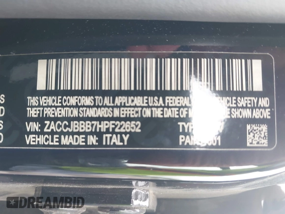 2017 Jeep Renegade Latitude z VIN ZACCJBBB7HPF22652, wystawiony jako IAAI lot #42230081 z przebiegiem 108 696 mil mil oraz . Historia ofert i sprzedaży dostępna na DreamBid. Obrazek 9.