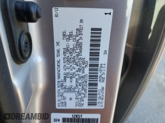2012 Toyota Tundra 4WD Truck with VIN 5TFUM5F12CX031331, listed as a Copart auction lot 73571524 with 273,611 mi miles and Salvage Title. Bid and sale history available at carsss.com. Image 12.