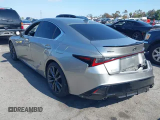 2021 Lexus IS with VIN JTHGZ1B21M5044458, listed as a IAAI auction lot 42141348 with 30,087 mi miles. Bid and sale history available at carsss.com. Image 3.