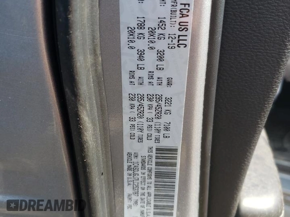2020 Dodge Durango SRT with VIN 1C4SDJGJ7LC253787, listed as a Copart auction lot 62068434 with 64,419 mi miles and Clean Title. Bid and sale history available at DreamBid. Image 14.