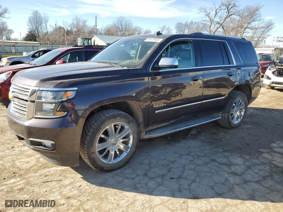 2015 Chevrolet Tahoe LTZ with VIN 1GNSCCKC8FR105759, listed as a Copart auction lot 43473465 with 117,922 mi miles and Salvage Title. Bid and sale history available at carsss.com. Image 1.