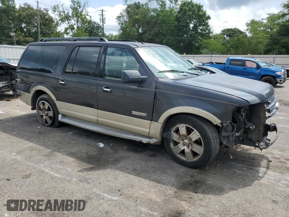 2007 Ford Expedition Max Eddie Bauer z VIN 1FMFK17537LA91569, wystawiony jako Copart lot #55829234 z przebiegiem 231 897 mil mil oraz Szkoda całkowita • Salvage title. Historia ofert i sprzedaży dostępna na DreamBid. Obrazek 4.