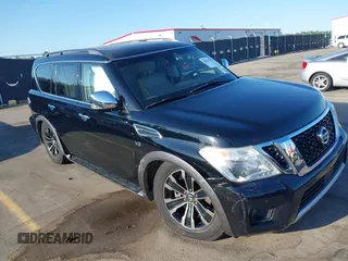 2017 Nissan Armada Platinum with VIN JN8AY2NEXH9705168, listed as a IAAI auction lot 42050793 with 124,907 mi miles. Bid and sale history available at carsss.com. Image 1.