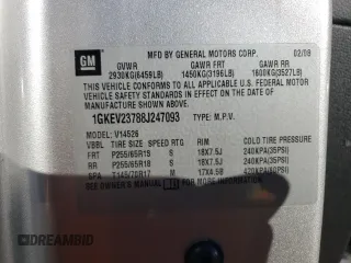 2008 GMC Acadia SLT1 with VIN 1GKEV23788J247093, listed as a Copart auction lot 87208694 with 232,611 mi miles and Salvage Title. Bid and sale history available at DreamBid. Image 16.