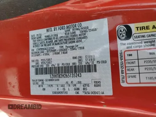 2006 Ford Mustang GT Deluxe with VIN 1ZVHT82H265135243, listed as a Copart auction lot 49623955 with 109,615 mi miles and Salvage Title. Bid and sale history available at DreamBid. Image 12.