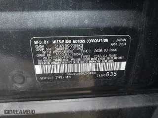 2024 Mitsubishi Outlander SE with VIN JA4J4VA85RZ064998, listed as a IAAI auction lot 41862256 with 18,981 mi miles. Bid and sale history available at carsss.com. Image 9.