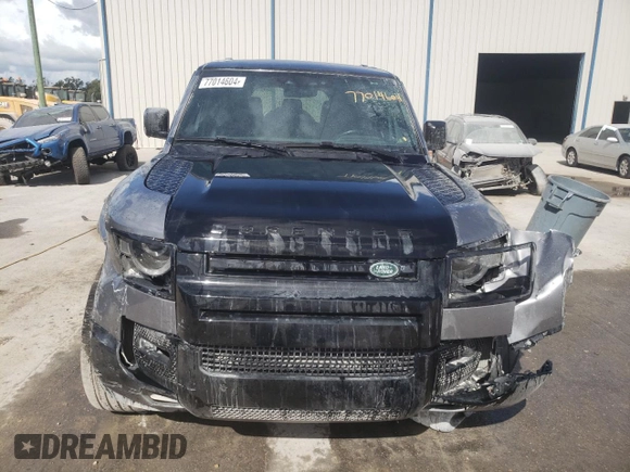 2023 Land Rover Defender X with VIN SALEXEEU6P2136280, listed as a Copart auction lot 77014604 with 27,736 mi miles and Salvage title. Bid and sale history available at DreamBid. Image 5.