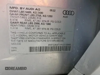 2022 Audi Q5 S line Premium z VIN WA1GAAFYXN2118948, wystawiony jako Copart lot #50617565 z przebiegiem Nie podano mil oraz Szkoda całkowita • Salvage title. Historia ofert i sprzedaży dostępna na DreamBid. Obrazek 15.