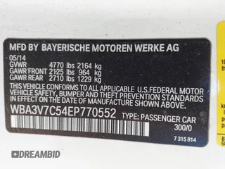 2014 BMW 4 Series 428i with VIN WBA3V7C54EP770552, listed as a IAAI auction lot 41297640 with 114,763 mi miles and . Bid and sale history available at DreamBid. Image 9.