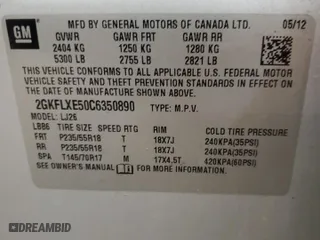 2012 GMC Terrain SLT-2 with VIN 2GKFLXE50C6350890, listed as a Copart auction lot 48735545 with 260,276 mi miles and Salvage Title. Bid and sale history available at carsss.com. Image 14.