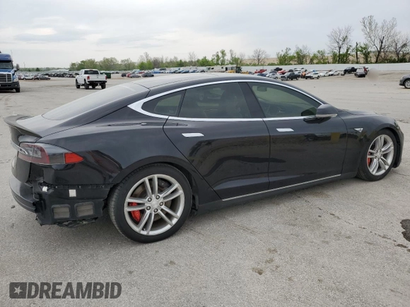 2015 Tesla Model S 85D with VIN 5YJSA1H42FF089907, listed as a Copart auction lot 53964335 with 70,386 mi miles and Salvage Title. Bid and sale history available at carsss.com. Image 3.