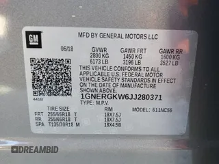 2018 Chevrolet Traverse LT Cloth with VIN 1GNERGKW6JJ280371, listed as a Copart auction lot 49669454 with 81,088 mi miles and Salvage Title. Bid and sale history available at carsss.com. Image 12.