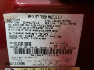 2005 Ford Freestyle Limited with VIN 1FMDK06175GA23510, listed as a Copart auction lot 45273455 with 188,390 mi miles and Salvage Title. Bid and sale history available at carsss.com. Image 13.