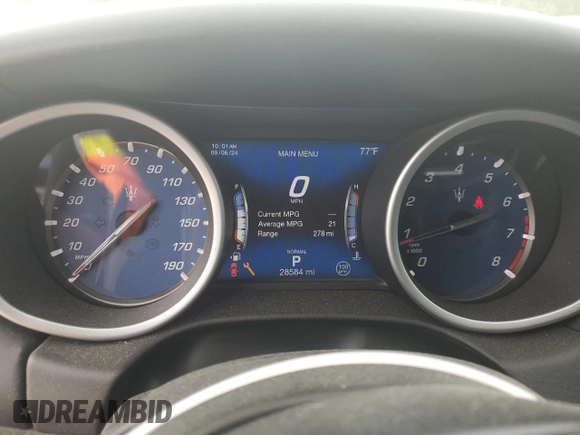 2019 Maserati Ghibli with VIN ZAM57XSS3K1319197, listed as a Copart auction lot 70454084 with 28,584 mi miles and Salvage Title. Bid and sale history available at carsss.com. Image 9.