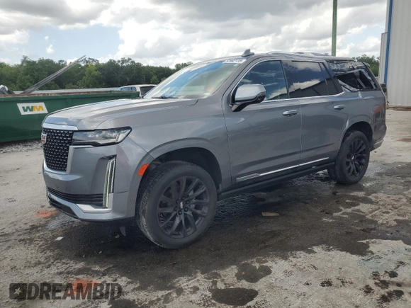 2021 Cadillac Escalade Premium Luxury z VIN 1GYS3CKL8MR244497, wystawiony jako Copart lot #52582135 z przebiegiem 73 326 mil mil oraz Szkoda całkowita • Salvage title. Historia ofert i sprzedaży dostępna na DreamBid. Obrazek 1.