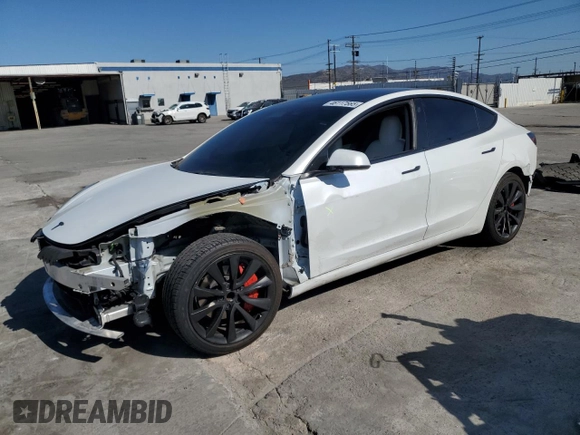 2019 Tesla Model 3 Mid Range with VIN 5YJ3E1EA6KF509987, listed as a Copart auction lot 46117565 with 64,042 mi miles and Salvage Title. Bid and sale history available at carsss.com. Image 1.