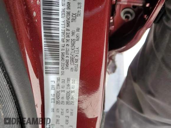 2020 Ram 1500 Limited with VIN 1C6RREHT1LN194626, listed as a Copart auction lot 62728865 with 70,592 mi miles and Salvage title. Bid and sale history available at DreamBid. Image 13.