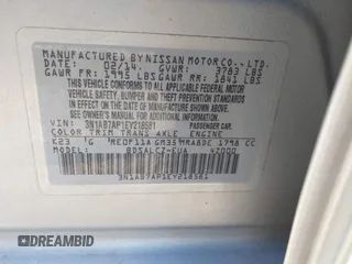 2014 Nissan Sentra SR z VIN 3N1AB7AP1EY218581, wystawiony jako IAAI lot #41853117 z przebiegiem 125 967 mil mil oraz . Historia ofert i sprzedaży dostępna na DreamBid. Obrazek 9.