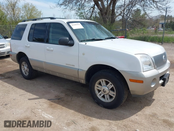 2002 Mercury Mountaineer Convenience z VIN 4M2ZU86W32ZJ21765, wystawiony jako IAAI lot #42209425 z przebiegiem 135 090 mil mil oraz . Historia ofert i sprzedaży dostępna na DreamBid. Obrazek 1.