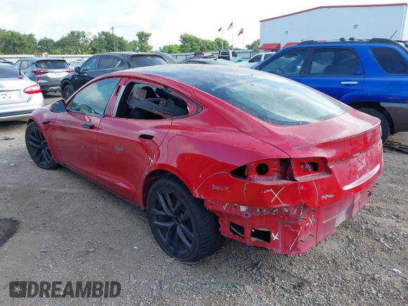 2021 Tesla Model S Plaid with VIN 5YJSA1E60MF447203, listed as a IAAI auction lot 42025120 with 58,190 mi miles. Bid and sale history available at carsss.com. Image 3.