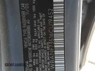 2006 BMW 5 Series 530xi with VIN WBANF73516CU19452, listed as a Copart auction lot 47118735 with 146,502 mi miles and Salvage Title. Bid and sale history available at DreamBid. Image 12.