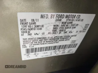 2012 Ford Explorer XLT with VIN 1FMHK7D8XCGA23797, listed as a IAAI auction lot 42573805 with 139,371 mi miles and . Bid and sale history available at DreamBid. Image 9.
