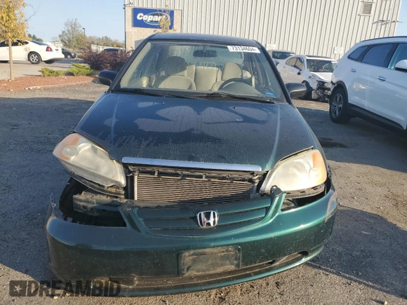 2001 Honda Civic LX with VIN 1HGES16571L073599, listed as a Copart auction lot 73134604 with 190,735 mi miles and Non Repairable. Bid and sale history available at carsss.com. Image 5.