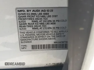 2023 Audi Q7 Premium z VIN WA1ACBF79PD013287, wystawiony jako Copart lot #72958484 z przebiegiem 25 873 mil mil oraz Szkoda całkowita • Salvage title. Historia ofert i sprzedaży dostępna na DreamBid. Obrazek 13.