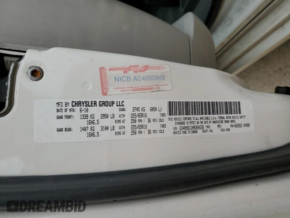2010 Dodge Grand Caravan SXT z VIN 2D4RN5D12AR354539, wystawiony jako Copart lot #53935695 z przebiegiem 157 100 mil mil oraz Czysty tytuł • Clean title. Historia ofert i sprzedaży dostępna na DreamBid. Obrazek 13.