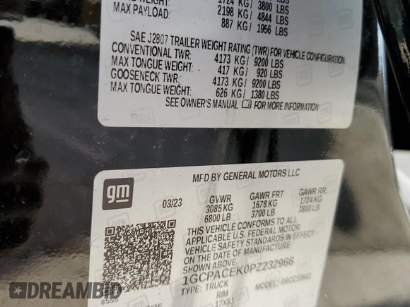 2023 Chevrolet Silverado 1500 LT with VIN 1GCPACEK0PZ232966, listed as a Copart auction lot 47389485 with Not Provided miles and Salvage Title. Bid and sale history available at DreamBid. Image 13.