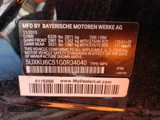 2016 BMW X6 xDrive50i with VIN 5UXKU6C51G0R34040, listed as a Copart auction lot 48336363 with 100,647 mi miles. Bid and sale history available at carsss.com. Image 13.